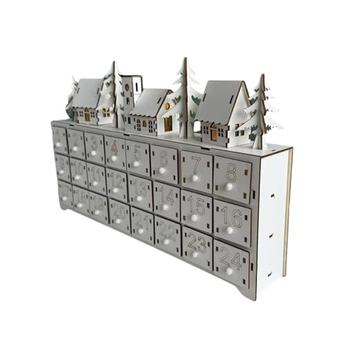 Leuchten Holz Adventskalender Mit 24 Lagerabteilungen Weihnachten LED LELLED COUNTDOWN Decoration Party Supplies Festives Speicherschubladen von Dawutocap