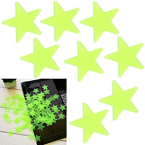 Daxlizy Leuchtsterne Aufkleber, 200 Stück 3D Leuchtsticker Sterne Fluoreszierend Plastik Wand Leuchtaufkleber, Extra Helle Sterne Leuchten im Dunkeln, Wanddeko Wandsticker Set für Kinderzimmer von Daxlizy