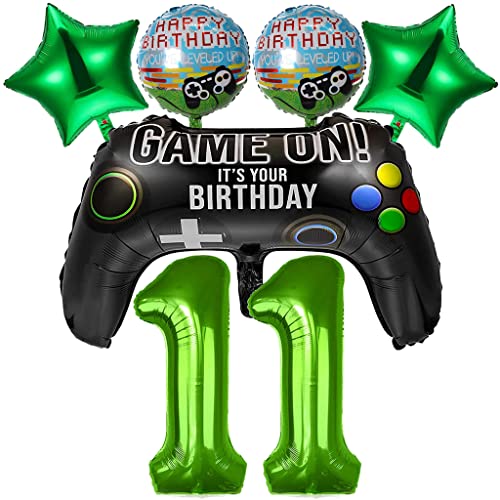 Daxlizy Videospiel Geburtstagsdeko 11 Jahre Junge, Happy Birthday Deko 11. Geburtstag, Gaming Dekoration Luftballons, Gamecontroller Folienballon Gamer Spiel Party Deko für 11. Geburtstag Junge Kinder von Daxlizy