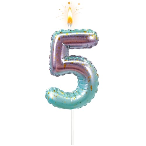 Geburtstagskerzen in Form eines Luftballons, 5. Geburtstag, 3D-Design, Kuchendekoration, Dekoration für Party, Hochzeitstag und andere Feiern (Ballon 5) von Dayake