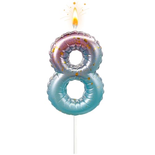 Geburtstagskerzen in Form eines Luftballons, 8. Geburtstag, 3D-Design, Kuchendekoration, Dekoration für Party, Hochzeitstag und andere Feiern (Ballon 8) von Dayake