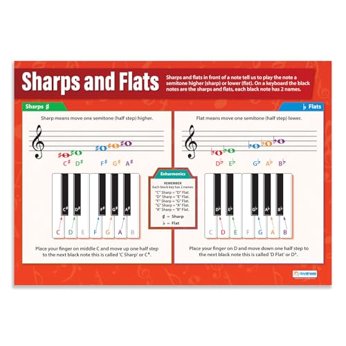 Daydream Education, Erhöhte und erniedrigte Töne, Musikposter, laminiertes Glanzpapier, 850 mm x 594 mm (A1), Musikposter für das Klassenzimmer, Bildungsposter von Daydream Education