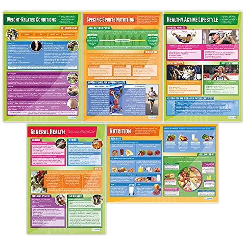 Daydream Education Poster „Health, Fitness and Well-Being“, 5er-Set, Poster für den Sportunterricht, Hochglanzpapier, 850 x 594 mm (A1), Wandposter für Klassenzimmer von Daydream Education