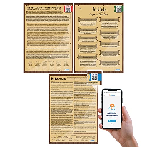 Founding Documents Poster mit 3 Postern: US-Verfassung, Bill of Rights, Unabhängigkeitserklärung, laminiert, amerikanische Geschichte, Klassenzimmer-Poster mit kostenlosem interaktivem Quiz, groß, Founding Documents Poster mit 3 Postern: US-Verfassung, Bill of Rights, Unabhängigkeitserklärung, laminiert, amerikanische Geschichte, Klassenzimmer-Poster mit kostenlosem interaktivem Quiz, groß, von Daydream Education