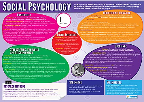 Daydream Education Lernposter „Social Psychology“ (Sozialpsychologie) für das Klassenzimmer, laminiertes Hochglanzpapier, 850 x 594 mm (A1), Psychologie-Poster in englischer Sprache von daydream