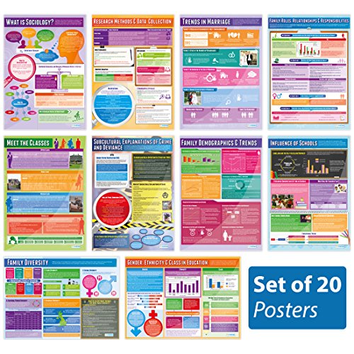 Sociology Posters - Set of 20 | Sociology Posters | Gloss Paper measuring 850mm x 594mm (A1) | Sociology Class Posters | Education Charts by Daydream Education von Daydream Education