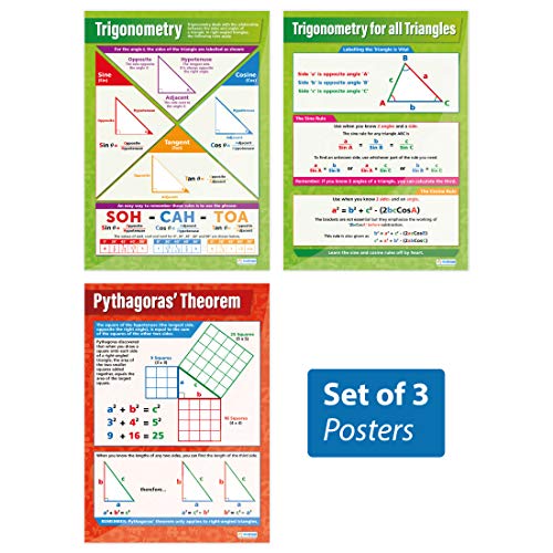 Daydream Education Trigonometrie-Poster – Set von 3 | Mathematik-Poster | Glanzpapier mit den Mathe-Diagrammen für das Klassenzimmer | Lehrtafeln von Daydream Education