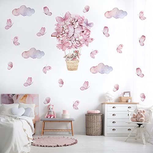 Dayker Wandaufkleber, Motiv: Schmetterling, Wolke, Hase, Heißluftballon, abnehmbar, Vinyl, zum Abziehen und Aufkleben, für Kinderzimmer, Kleinkind, Schlafzimmer, Kindergarten, Kunstdekorationen Dayker Wandaufkleber, Motiv: Schmetterling, Wolke, Hase, Heißluftballon, abnehmbar, Vinyl, zum Abziehen und Aufkleben, für Kinderzimmer, Kleinkind, Schlafzimmer, Kindergarten, Kunstdekorationen von Dayker