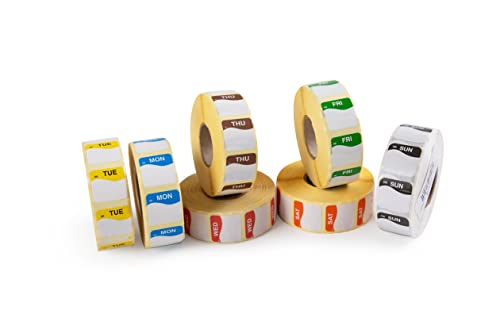 Daymark Supplies 19 mm quadratische Wochentageetiketten, alle 7 Tage, 1000 Etiketten pro Tag (insgesamt 7.000 Etiketten), Tagespunkt von Daymark Supplies
