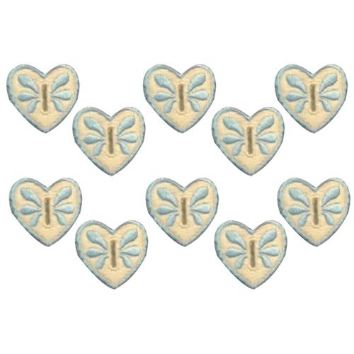 Dayysiuy Button Covers 10 Stück Dekorative Stickerei Manschettenknöpfe Herzform Stickerei Abdeckung Dekoration für Nähen Handwerk Kleidung Reparatur von Dayysiuy