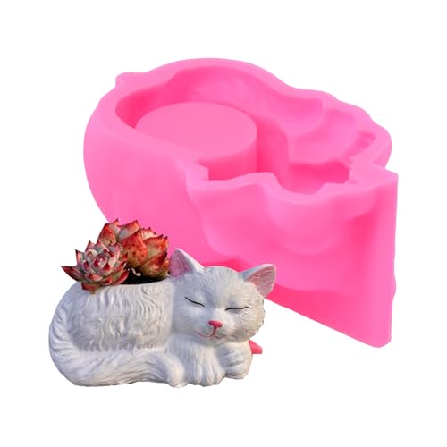 Dayysiuy Katze Silikonform,Lustige entzückende Katzen-Blumentopfformen aus Beton Blumentopfform | Kreative 3D-Epoxidharz-Form für von Dayysiuy