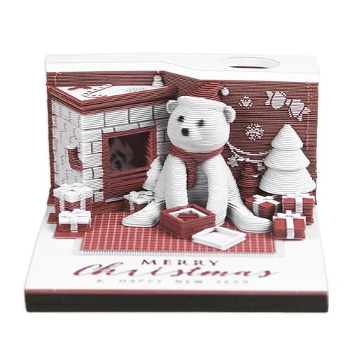 Dayysiuy Tischkalender 2026 - Weihnachtsbär 3D Notizblock 2026,Wohndeko Notizblock für Geburtstag Einweihungsparty | Für Zuhause Büro Schule Klassenzimmer Familie von Dayysiuy