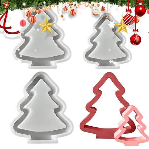 Dayysiuy Weihnachten Silikonformen - Kleine Weihnachtsbaum Kerzenformen Aus Silikon | Three Piece Set For Festive Crafts With Soap Wax Home Art Projects Party Decorations von Dayysiuy