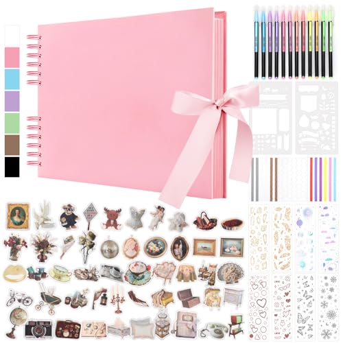 DazSpirit 80 Leere Seiten Fotoalbum zum Selbstgestalten, DIY Scrapbook Fotobuch zum Einkleben, mit 12 Marker & 7-Aufkleber, Gästebuch Ideal für Geburtstag Familie, Hochzeiten, Reisen, Rosa DazSpirit 80 Leere Seiten Fotoalbum zum Selbstgestalten, DIY Scrapbook Fotobuch zum Einkleben, mit 12 Marker & 7-Aufkleber, Gästebuch Ideal für Geburtstag Familie, Hochzeiten, Reisen, Rosa von DazSpirit