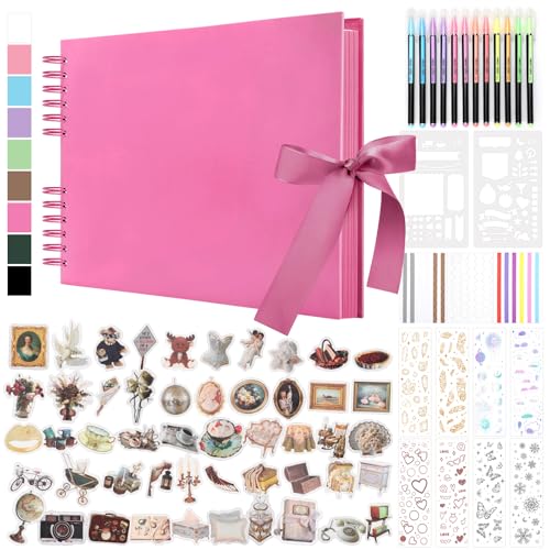 DazSpirit 80 Leere Seiten Fotoalbum zum Selbstgestalten, DIY Scrapbook Fotobuch zum Einkleben, mit 12 Marker & 7-Aufkleber, Gästebuch Ideal für Geburtstag Familie, Hochzeiten, Reisen, Rosenrosa DazSpirit 80 Leere Seiten Fotoalbum zum Selbstgestalten, DIY Scrapbook Fotobuch zum Einkleben, mit 12 Marker & 7-Aufkleber, Gästebuch Ideal für Geburtstag Familie, Hochzeiten, Reisen, Rosenrosa von DazSpirit