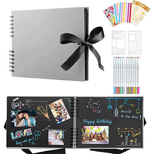 DazSpirit Albums, Fotoalbum Zum Selbstgestalten, 80 Schwarze Seiten Scrapbook DIY Fotobuch Zum Einkleben, Geburtstagsgeschenk, Hochzeitstagsgeschenk, Valentinstagjahrestag Geschenk, Grau DazSpirit Albums, Fotoalbum Zum Selbstgestalten, 80 Schwarze Seiten Scrapbook DIY Fotobuch Zum Einkleben, Geburtstagsgeschenk, Hochzeitstagsgeschenk, Valentinstagjahrestag Geschenk, Grau von DazSpirit