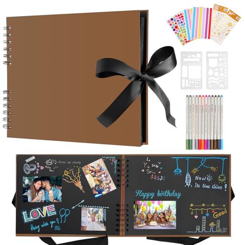 DazSpirit Fotoalbum 29,5 X 21cm Fotoalbum Zum Selbstgestalten Schwarz Fotobuch Mit 80 Seiten Scrapbook, Für 240 Bilder, Inkl.12 Metallic Farbmarker, Gästebuch Für Geburtstag Und Hochzeit, Dunkelbraun DazSpirit Fotoalbum 29,5 X 21cm Fotoalbum Zum Selbstgestalten Schwarz Fotobuch Mit 80 Seiten Scrapbook, Für 240 Bilder, Inkl.12 Metallic Farbmarker, Gästebuch Für Geburtstag Und Hochzeit, Dunkelbraun von DazSpirit