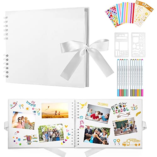 DazSpirit Fotoalbum 29,5 X 21cm Fotoalbum Zum Selbstgestalten Schwarz Fotobuch Mit 80 Seiten Scrapbook, Für 240 Bilder, Inkl.12 Metallic Farbmarker, Gästebuch Für Geburtstag Und Hochzeit, Weiss DazSpirit Fotoalbum 29,5 X 21cm Fotoalbum Zum Selbstgestalten Schwarz Fotobuch Mit 80 Seiten Scrapbook, Für 240 Bilder, Inkl.12 Metallic Farbmarker, Gästebuch Für Geburtstag Und Hochzeit, Weiss von DazSpirit