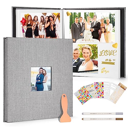 DazSpirit Selbstklebend Fotoalbum, 32 * 33cm Groß Leinen Cover Scrapbook, Mit Schaber, Metallstift, Aufkleber, Vorlagen, DIY Photo Album für Familien, Paare, Babys, Reisen (20 Blatt/40 Seiten, Grau) DazSpirit Selbstklebend Fotoalbum, 32 * 33cm Groß Leinen Cover Scrapbook, Mit Schaber, Metallstift, Aufkleber, Vorlagen, DIY Photo Album für Familien, Paare, Babys, Reisen (20 Blatt/40 Seiten, Grau) von DazSpirit