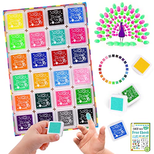DazSpirit Stempelkissen Set, 24 Farben Stempel Fingerfarben Kinder Ungiftig Abwaschbar, Fingerabdruck Stempelkissen Bunt für DIY Leinwand, Hochzeit, Papier Handwerk, Geburtstag Geschenk DazSpirit Stempelkissen Set, 24 Farben Stempel Fingerfarben Kinder Ungiftig Abwaschbar, Fingerabdruck Stempelkissen Bunt für DIY Leinwand, Hochzeit, Papier Handwerk, Geburtstag Geschenk von DazSpirit