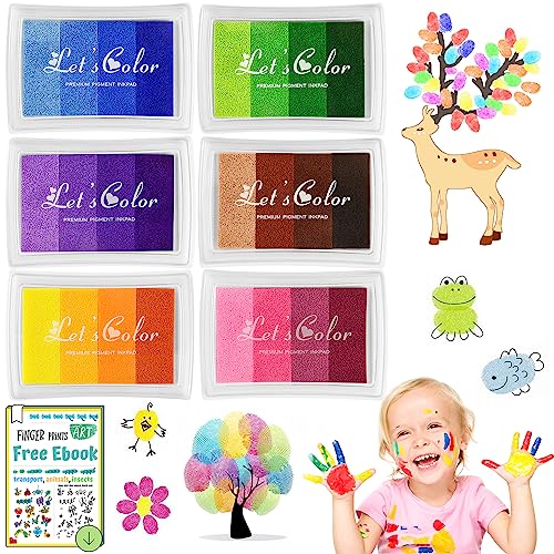 DazSpirit Stempelkissen Set, 6 Farben Stempel Fingerfarben Kinder Ungiftig Abwaschbar, Fingerabdruck Stempelkissen Bunt für DIY Leinwand, Hochzeit, Papier Handwerk, Geburtstag Geschenk DazSpirit Stempelkissen Set, 6 Farben Stempel Fingerfarben Kinder Ungiftig Abwaschbar, Fingerabdruck Stempelkissen Bunt für DIY Leinwand, Hochzeit, Papier Handwerk, Geburtstag Geschenk von DazSpirit