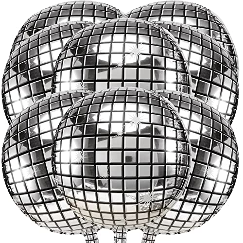 Dazarey 8 Stück Discokugel Luftballons - 22 Zoll Metallic Spiegel Folienballon für 70 80 90er Party Dekoration von Dazarey