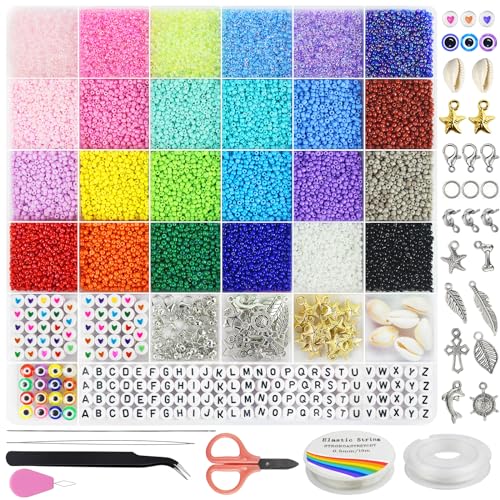 13000 Stück 2mm Bunte Perlen Für Armbänder, Armbänder Selber Machen Mit Glasperlen, Perlen Zum Auffädeln Set Für Feiertage, Geburtstage, Beads For Jewellery Making (seed beads 2mm) von Dazhqp