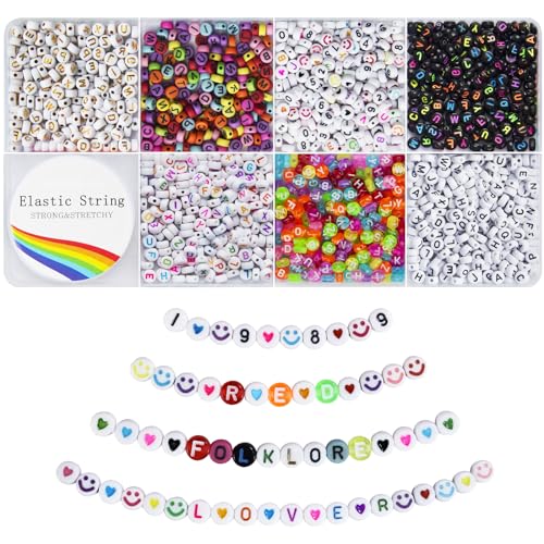 Dazhqp 1600 Stück Buchstabenperlen Bunt, 7mm Rund Buchstaben Perlen Set für Freundschaftsarmbänder Selber Machen Armbänder Halsketten Schmuck, Geschenk für Mädchen Erwachsene Dazhqp 1600 Stück Buchstabenperlen Bunt, 7mm Rund Buchstaben Perlen Set für Freundschaftsarmbänder Selber Machen Armbänder Halsketten Schmuck, Geschenk für Mädchen Erwachsene von Dazhqp