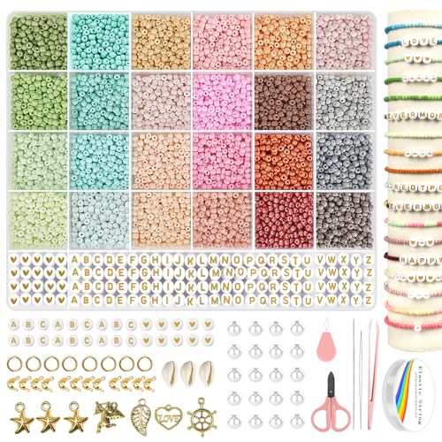 Dazhqp 3mm Perlen für Armbänder, 24 Bunte Perlen Zum Auffädeln Set, Machen mit Perlen für Geschenkidee Armbänder, Perlen zum Auffädeln für Weihnachten DIY Bracelet Making Kit, Partys, Feiertage ﻿ von Dazhqp