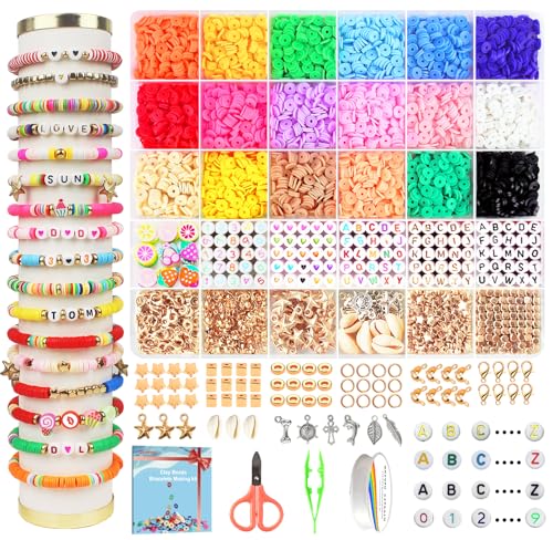 Dazhqp 5300 Stück Heishi Perlen Set, für Armbänder, Zum Auffädeln, Clay Beads Bracelet Making Kit, Selber Machen, Mit Buchstaben und Smiley Gesicht Perlen. Dazhqp 5300 Stück Heishi Perlen Set, für Armbänder, Zum Auffädeln, Clay Beads Bracelet Making Kit, Selber Machen, Mit Buchstaben und Smiley Gesicht Perlen. von Dazhqp