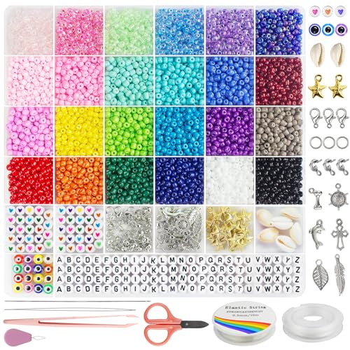Dazhqp Glasperlen für Armbandherstellung, 4 mm, kleine Perlen für Freundschaftsarmbänder, Halsketten, Schmuckherstellung, Bastelgeschenke für Mädchen, 24 Farben Dazhqp Glasperlen für Armbandherstellung, 4 mm, kleine Perlen für Freundschaftsarmbänder, Halsketten, Schmuckherstellung, Bastelgeschenke für Mädchen, 24 Farben von Dazhqp