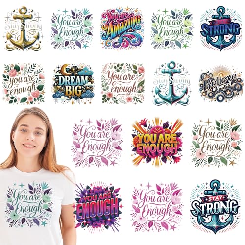 Dazoratix Inspirierende Bügelbilder – 16 Blatt Motivationszitate DTF Ready to Press Heat Patches Aufkleber Vinyl Designs Aufkleber für Kleidung, T-Shirts, Hoodies, Tasche, DIY Handwerk Applikation Dazoratix Inspirierende Bügelbilder – 16 Blatt Motivationszitate DTF Ready to Press Heat Patches Aufkleber Vinyl Designs Aufkleber für Kleidung, T-Shirts, Hoodies, Tasche, DIY Handwerk Applikation von Dazoratix