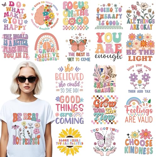 Dazoratix Mental Health Bügelbilder – 20 Blatt Boho DTF Ready to Press inspirierende Hitzeaufkleber Patches Vinyl Applikation Aufkleber für T-Shirts Kleidung DIY Handwerk Dekorationen Teen Therapeuten Dazoratix Mental Health Bügelbilder – 20 Blatt Boho DTF Ready to Press inspirierende Hitzeaufkleber Patches Vinyl Applikation Aufkleber für T-Shirts Kleidung DIY Handwerk Dekorationen Teen Therapeuten von Dazoratix