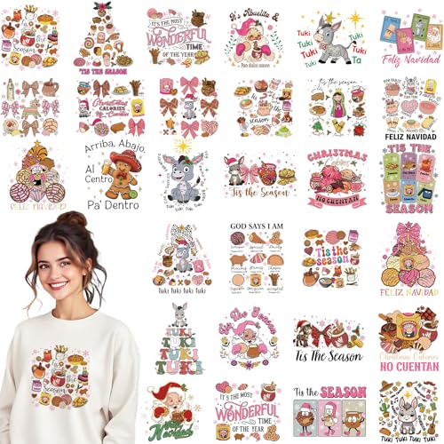 Dazoratix Weihnachts-Bügelbilder – 30 Blatt spanisches Weihnachts-DTF-Fertig-Druckgerät, lustige Vinyl-Aufkleber für T-Shirts, Kleidung, Hoodies, Kissen, Taschen, DIY, Basteln, Applikationen Dazoratix Weihnachts-Bügelbilder – 30 Blatt spanisches Weihnachts-DTF-Fertig-Druckgerät, lustige Vinyl-Aufkleber für T-Shirts, Kleidung, Hoodies, Kissen, Taschen, DIY, Basteln, Applikationen von Dazoratix