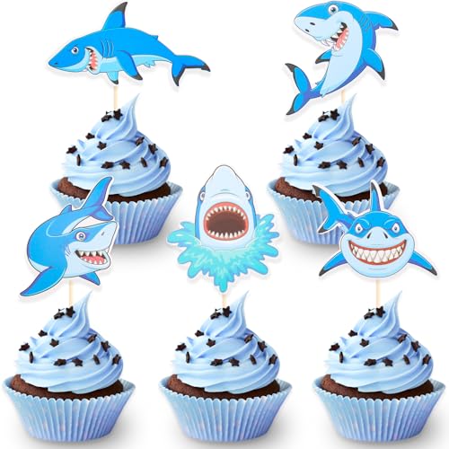 DazzJoy 30 Stück Hai Cupcake Topper Geburtstag,Hai Deko Kuchen für Kinder,Hai Tortendeko Mädchen Junge,Ozean Thema Tortendeko Geburtstag,Meerestiere Cupcake Topper für Taufe,Hai Muffin Deko Babyparty DazzJoy 30 Stück Hai Cupcake Topper Geburtstag,Hai Deko Kuchen für Kinder,Hai Tortendeko Mädchen Junge,Ozean Thema Tortendeko Geburtstag,Meerestiere Cupcake Topper für Taufe,Hai Muffin Deko Babyparty von Dazzjoy
