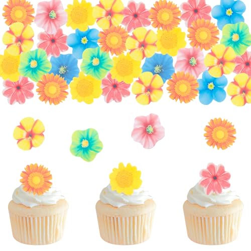 DazzJoy 80 Stück Essbare Blumen für Torte und Muffin Deko - Esspapier Blüten Tortendeko von Dazzjoy