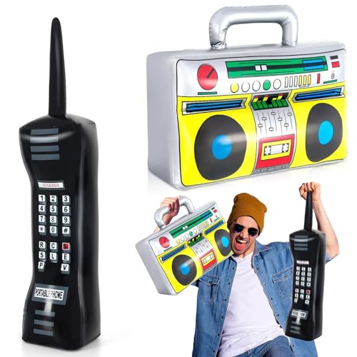 DazzJoy 80er 90er Jahre Accessoires, Aufblasbare Radio und Big Brother Telefon Ballons, Aufblasbar Radio und Big Brother Telefon Requisiten Luftballons für 80er 90er Jahre Deko, Discokugel Retro Deko DazzJoy 80er 90er Jahre Accessoires, Aufblasbare Radio und Big Brother Telefon Ballons, Aufblasbar Radio und Big Brother Telefon Requisiten Luftballons für 80er 90er Jahre Deko, Discokugel Retro Deko von Dazzjoy