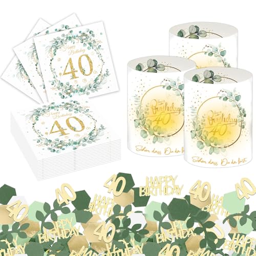 DazzJoy Deko 40 Geburtstag Mann Frau, 40 Geburtstag Deko Set mit Windlicht Tischdeko 40. Geburtstag, Servietten 40. Geburtstag Deko und Happy Birthday 40 Konfetti Geburtstag, Geburtstagsdeko 40 Jahre DazzJoy Deko 40 Geburtstag Mann Frau, 40 Geburtstag Deko Set mit Windlicht Tischdeko 40. Geburtstag, Servietten 40. Geburtstag Deko und Happy Birthday 40 Konfetti Geburtstag, Geburtstagsdeko 40 Jahre von Dazzjoy