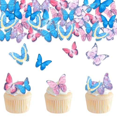 DazzJoy Essbare Schmetterlinge für Torte,40 Stück Schmetterling Essbare Tortendeko,Esspapier Tortendeko Geburtstag,Tortendeko Essbar Hochzeit,Cupcake Topper,Kuchen Deko Essbare,Tortendeko Mädchen von Dazzjoy