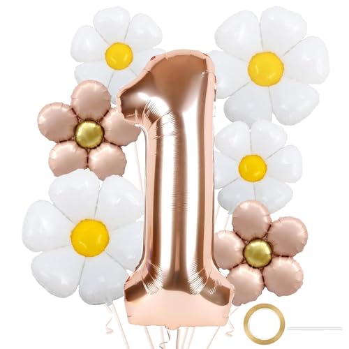 DazzJoy Geburtstagsdeko 1 Jahr Mädchen mit Gänseblümchen Folienballon, Luftballon Deko 1. Geburtstag Mädchen Junge, Helium Ballon 1 Rosegold für Kindergeburtstag Deko, Ballon 1 Geburtstag Mädchen Deko DazzJoy Geburtstagsdeko 1 Jahr Mädchen mit Gänseblümchen Folienballon, Luftballon Deko 1. Geburtstag Mädchen Junge, Helium Ballon 1 Rosegold für Kindergeburtstag Deko, Ballon 1 Geburtstag Mädchen Deko von Dazzjoy