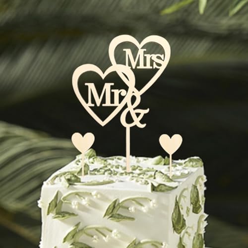 DazzJoy Holz Cake Topper Hochzeit,Mr & Mrs Deko Hochzeit,Holz Tortendeko Hochzeits,Liebe Hochzeitstortedeko,Mr und Mrs Deko für Hochzeitstorten,Tortenstecker Hochzeitsfeier Jubiläum Verlobung Antrag von Dazzjoy