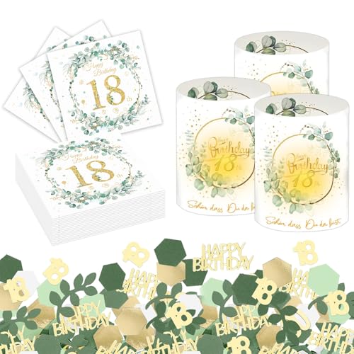 Deko 18. Geburtstag Junge Mädchen, 18 Geburtstag Deko Set mit Windlicht Tischdeko 18. Geburtstag, Servietten 18. Geburtstag Deko und Happy Birthday 18 Konfetti Geburtstag, Geburtstagsdeko 18 Jahre Deko 18. Geburtstag Junge Mädchen, 18 Geburtstag Deko Set mit Windlicht Tischdeko 18. Geburtstag, Servietten 18. Geburtstag Deko und Happy Birthday 18 Konfetti Geburtstag, Geburtstagsdeko 18 Jahre von Dazzjoy