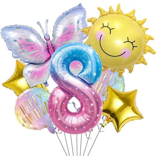 Sonne Schmetterling Folienballon 8 Jahre Geburtstag Deko,Schmetterlinge Geburtstagsdeko 8 Jahre Mädchen,Schmetterling Deko Luftballon 8. Geburtstag,Kindergeburtstag Deko für Schmetterling Themen Party Sonne Schmetterling Folienballon 8 Jahre Geburtstag Deko,Schmetterlinge Geburtstagsdeko 8 Jahre Mädchen,Schmetterling Deko Luftballon 8. Geburtstag,Kindergeburtstag Deko für Schmetterling Themen Party von Dazzjoy