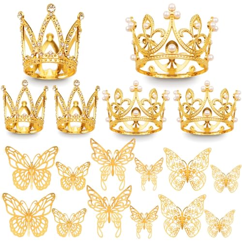 42 Stück Mini-Kronen-Kuchenaufsatz, Mini-Tiara mit 3D-Goldschmetterling-Dekoration, Vintage-Perlen, Strass-Krone, Kuchendekoration, Cupcake-Topper, Kuchendekoration für Geburtstag, Hochzeit, 42 Stück Mini-Kronen-Kuchenaufsatz, Mini-Tiara mit 3D-Goldschmetterling-Dekoration, Vintage-Perlen, Strass-Krone, Kuchendekoration, Cupcake-Topper, Kuchendekoration für Geburtstag, Hochzeit, von Dazzhues