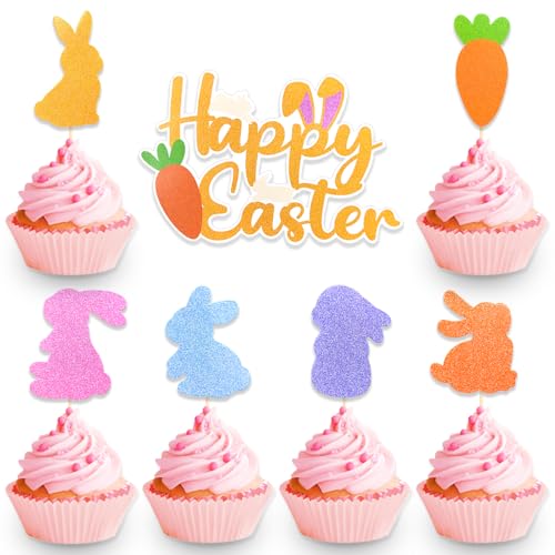 DazzJoy Tortendeko Ostern,13 Stück Ostern Cupcake Topper Hasen Deko,Tortendeko Hasen,Ostern Deko Kuchen,Ostern Muffin Deko Möhren,Hasen Kuchendeko,Happy Easter Cake Topper,Ostern Party Deko Torte DazzJoy Tortendeko Ostern,13 Stück Ostern Cupcake Topper Hasen Deko,Tortendeko Hasen,Ostern Deko Kuchen,Ostern Muffin Deko Möhren,Hasen Kuchendeko,Happy Easter Cake Topper,Ostern Party Deko Torte von Dazzjoy