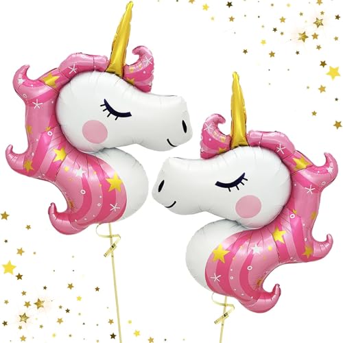 DazzJoy 2 Stück Einhorn Luftballon Tiere Ballons Tierkopf, XXL Einhorn Ballon, Tier Luftballons Tiere Einhorn Kindergeburtstag Deko, Einhorn Folienballon für Einhorn Party Deko, Unicorns Party Animals von Dazzjoy