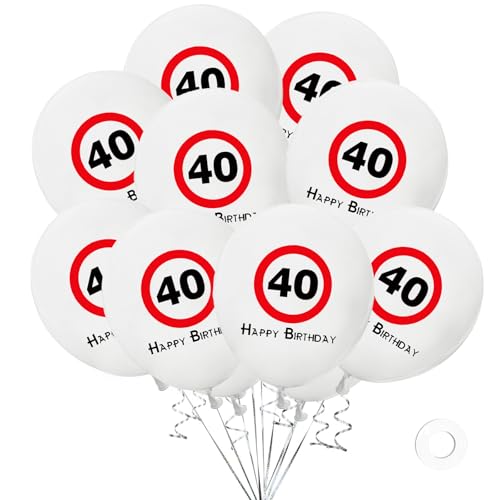 DazzJoy Luftballons 40. Geburtstag Deko,20 Stk Luftballon 40 Geburtstag Deko,40 Happy Birthday Ballon,Deko 40 Geburtstags Frau Mann,Verkehrsschild Luftballons Geburtstage für 40 Jubiläum Party Zubehör von Dazzjoy