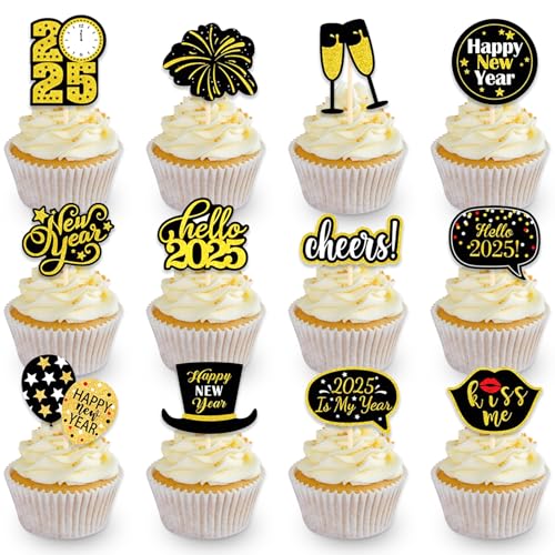 DazzJoy 24 Stk 2025 Neujahr Tortendeko Happy New Year,Happy New Year Cupcake Topper Silvester Party Deko 2025,Tortendeko Silvester,2025 Silvester Kuchen Deko,Neujahr Kuchendeko 2025,Hello 2025 Deko DazzJoy 24 Stk 2025 Neujahr Tortendeko Happy New Year,Happy New Year Cupcake Topper Silvester Party Deko 2025,Tortendeko Silvester,2025 Silvester Kuchen Deko,Neujahr Kuchendeko 2025,Hello 2025 Deko von Dazzjoy