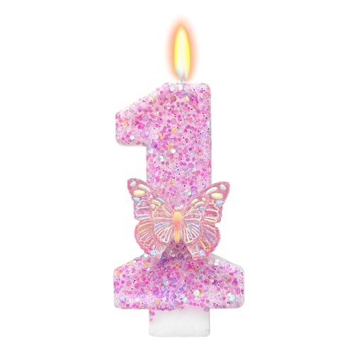 DazzJoy 3D Schmetterling Kerze 1. Geburtstag Mädchen,Rosa Schmetterling Geburtstagskerzen Zahlen,Rosa Geburtstagskerze 1,Glitzer Geburtstag Kerzen Mädchen,Geburtstagsdeko 1 Jahr DazzJoy 3D Schmetterling Kerze 1. Geburtstag Mädchen,Rosa Schmetterling Geburtstagskerzen Zahlen,Rosa Geburtstagskerze 1,Glitzer Geburtstag Kerzen Mädchen,Geburtstagsdeko 1 Jahr von Dazzjoy