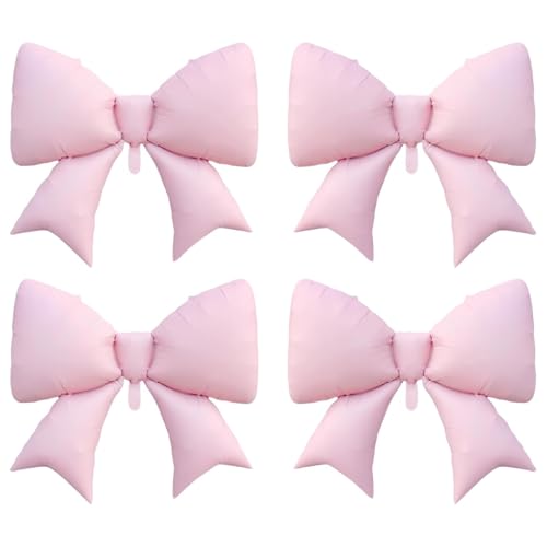DazzJoy 4 Stück Schleifen Luftballons Geburtstag Rosa, XXL Luftballon Schleife Deko, Schleifen Folienballon für Hochzeit, Prinzessin Geburtstag Deko, Kindergeburtstag, Babyparty Dekoration von Dazzjoy